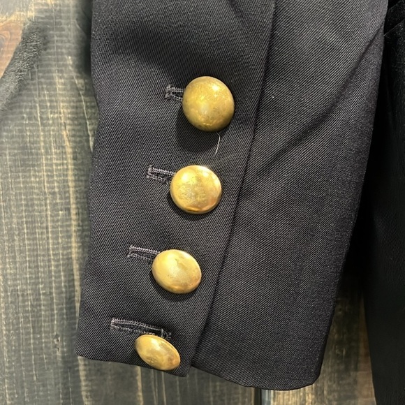 ESCADA by Margaretha Ley Blazer 34 Vintage Double New Wool Gold Buttons Black - Picture 7 of 12
